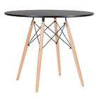 Kit - Mesa Eames Eiffel 90 Cm Preto + 4 Cadeiras Estofadas Bo