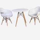 Kit Mesa Eiffel Branca 80cm + 2 Cadeiras Charles Eames Wood -