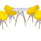 Kit Mesa Eiffel Branca 90cm + 4 Cadeiras Charles Eames Wood -