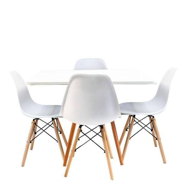 Kit Mesa Eiffel Branca Quadrada 80cm + 04 Cadeiras Eiffel