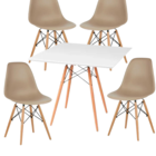 Kit Mesa Eiffel Branca Quadrada (90cm) + 04 Cadeiras Eiffel N