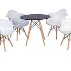 Kit Mesa Eiffel Preta 90cm + 4 Cadeiras Charles Eames Wood -