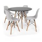 Kit Mesa Eiffel Preta 90cm E 04 Cadeiras Eiffel Cinza