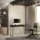 Kit Mesa Escritório Lead 1 Gaveta Industrial F01 Preto Fosco