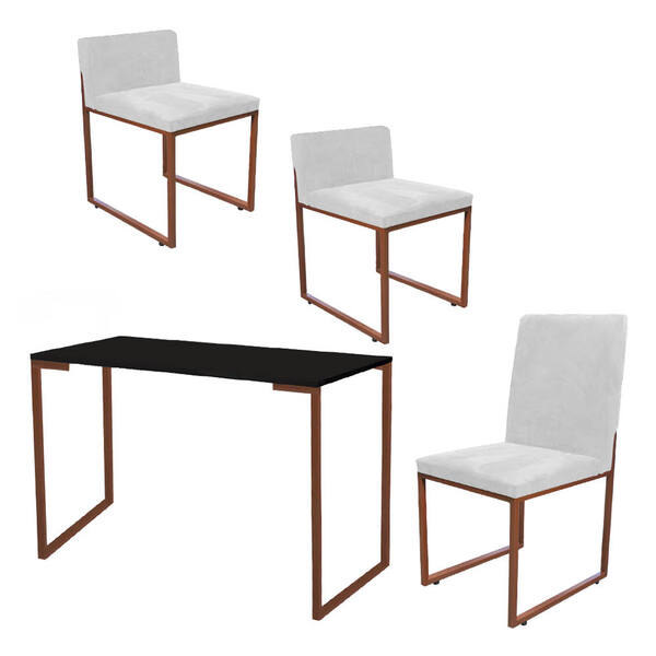 Kit Mesa Escrivaninha Com Cadeira Stan E 2 Poltronas Lee Tamp