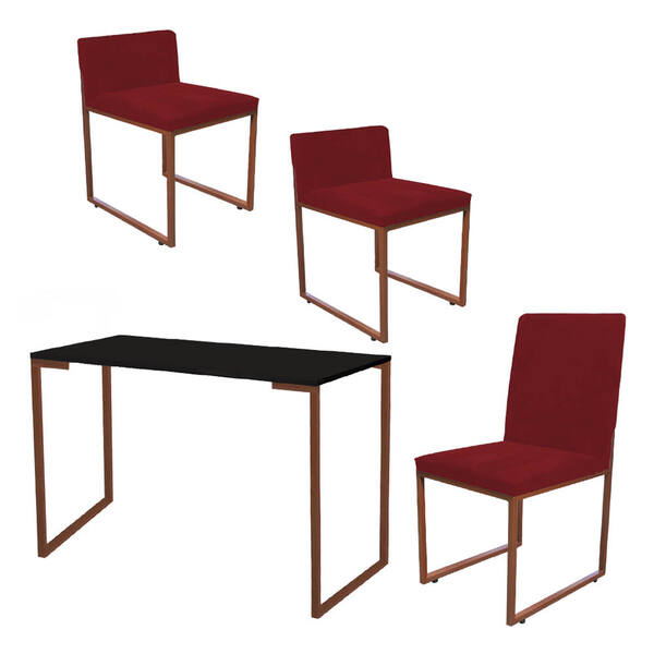 Kit Mesa Escrivaninha Com Cadeira Stan E 2 Poltronas Lee Tamp