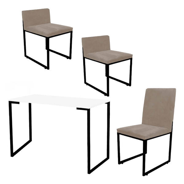 Kit Mesa Escrivaninha Com Cadeira Stan E 2 Poltronas Lee Tamp