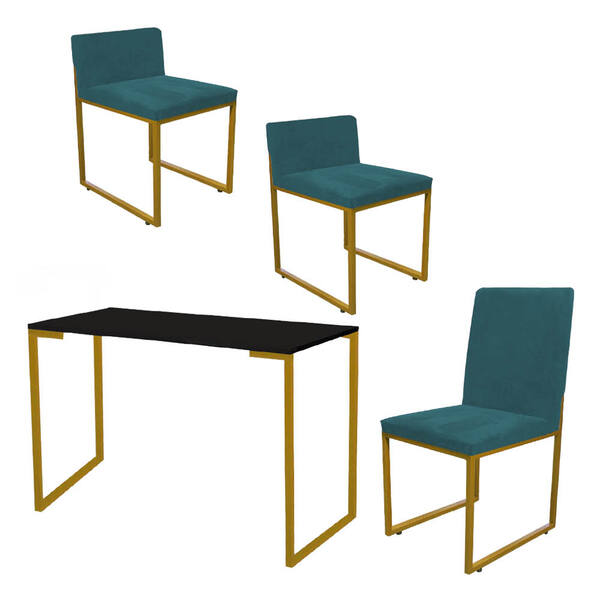 Kit Mesa Escrivaninha Com Cadeira Stan E 2 Poltronas Lee Tamp