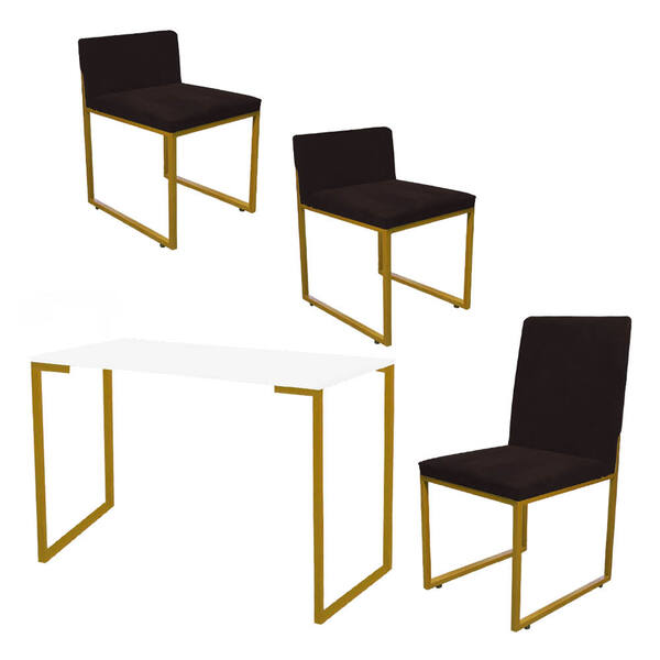 Kit Mesa Escrivaninha Com Cadeira Stan E 2 Poltronas Lee Tamp