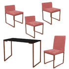 Kit Mesa Escrivaninha Com Cadeira Stan E 3 Poltronas Lee Tamp