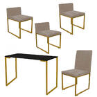 Kit Mesa Escrivaninha Com Cadeira Stan E 3 Poltronas Lee Tamp