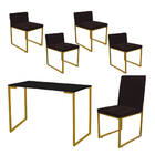 Kit Mesa Escrivaninha Com Cadeira Stan E 4 Poltronas Lee Tamp