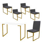 Kit Mesa Escrivaninha Com Cadeira Stan E 4 Poltronas Lee Tamp