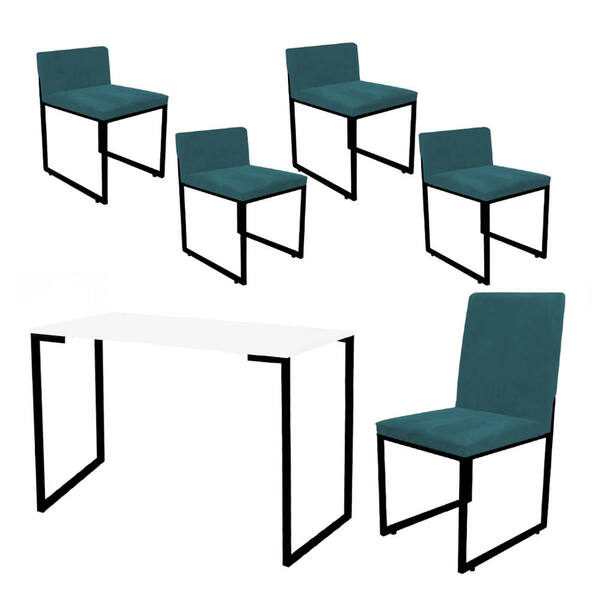 Kit Mesa Escrivaninha Com Cadeira Stan E 4 Poltronas Lee Tamp