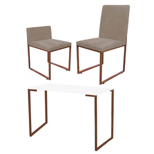 Kit Mesa Escrivaninha Com Cadeira Stan E Poltrona Lee Tampo B