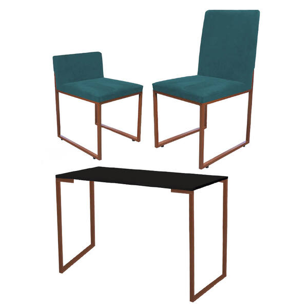 Kit Mesa Escrivaninha Com Cadeira Stan E Poltrona Lee Tampo P