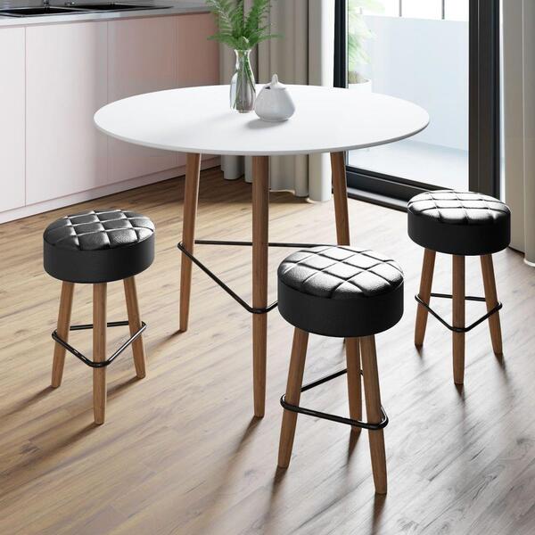 Kit Mesa Gardênia Branca E 3 Banquetas Pretas