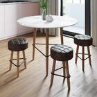 Kit Mesa Gardênia Carrara E 3 Banquetas Marrons