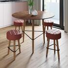 Kit Mesa Gardênia Castanho E 4 Banquetas Vermelhas