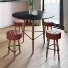 Kit Mesa Gardênia Preta E 4 Banquetas Vermelhas