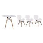Kit Mesa Jantar Eiffel 100cm Branca + 03 Cadeiras Slim - Bran