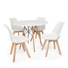 Kit Mesa Jantar Eiffel 100cm Branca + 04 Cadeiras Leda - Bran