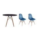 Kit Mesa Jantar Eiffel 100cm Preta + 02 Cadeiras Botonê Velud