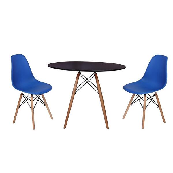 Kit Mesa Jantar Eiffel 100cm Preta + 02 Cadeiras Charles Eame
