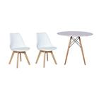 Kit Mesa Jantar Eiffel 120cm Branca + 02 Cadeiras Leda - Bran