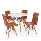 Kit Mesa Jantar Eiffel 120cm Branca + 04 Cadeiras Gomos - Mar