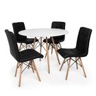 Kit Mesa Jantar Eiffel 120cm Branca + 04 Cadeiras Gomos - Pre