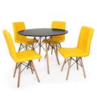 Kit Mesa Jantar Eiffel 120cm Preta + 04 Cadeiras Gomos - Amar