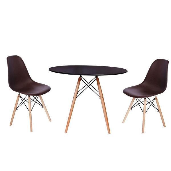 Kit Mesa Jantar Eiffel 120cm Preta + 2 Cadeiras Charles Eames