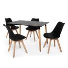 Kit Mesa Jantar Eiffel 120x80 Preta + 04 Cadeiras Leda - Preta