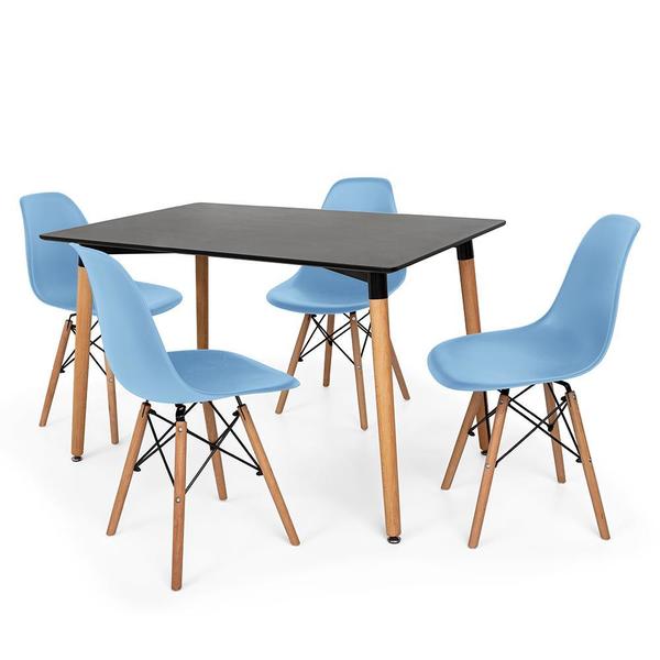 Kit Mesa Jantar Eiffel 120x80cm Preta + 04 Cadeiras Charles E