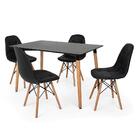 Kit Mesa Jantar Eiffel 120x80cm Preta + 4 Cadeiras Charles Ea