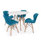 Kit Mesa Jantar Eiffel 80cm Branca + 04 Cadeiras Slim - Turqu