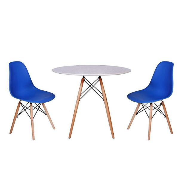 Kit Mesa Jantar Eiffel 80cm Branca + 2 Cadeiras Charles Eames
