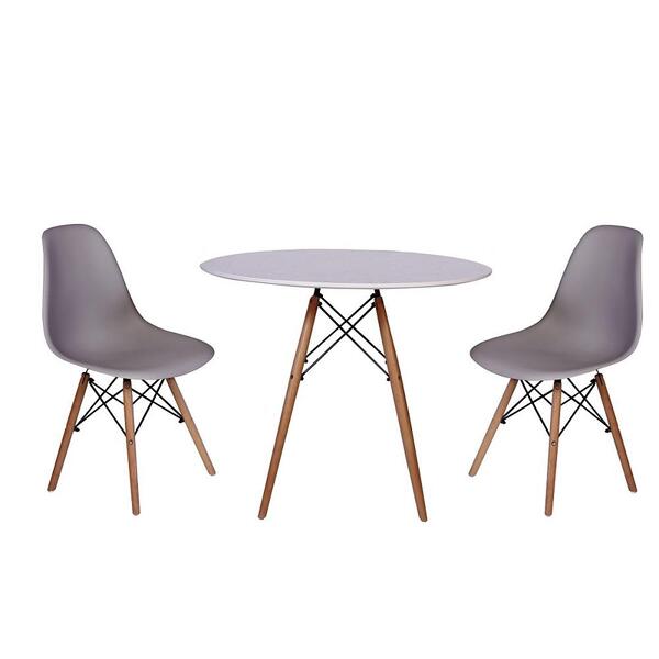 Kit Mesa Jantar Eiffel 80cm Branca + 2 Cadeiras Charles Eames