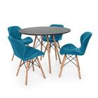 Kit Mesa Jantar Eiffel 80cm Preta + 04 Cadeiras Slim - Turque