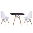 Kit Mesa Jantar Eiffel 80cm Preta + 2 Cadeiras Charles Eames