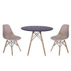 Kit Mesa Jantar Eiffel 80cm Preta + 2 Cadeiras Charles Eames