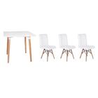 Kit Mesa Jantar Eiffel 80x80 Branca + 03 Cadeiras Gomos - Bra