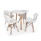 Kit Mesa Jantar Eiffel 80x80 Branca + 04 Cadeiras Slim - Bran