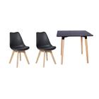 Kit Mesa Jantar Eiffel 80x80 Preta + 02 Cadeiras Leda - Preta