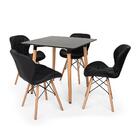 Kit Mesa Jantar Eiffel 80x80 Preta + 04 Cadeiras Slim - Preta