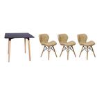 Kit Mesa Jantar Eiffel 80x80 Preta E 03 Cadeiras Slim Nude