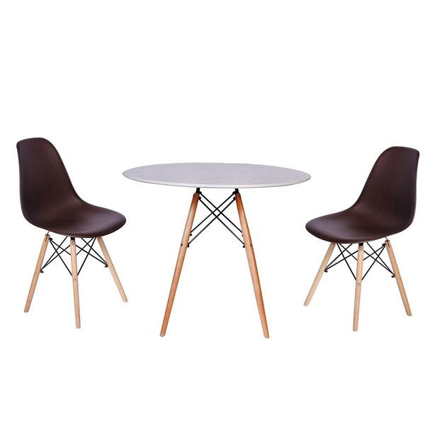 Kit Mesa Jantar Eiffel 90cm Branca + 2 Cadeiras Charles Eames