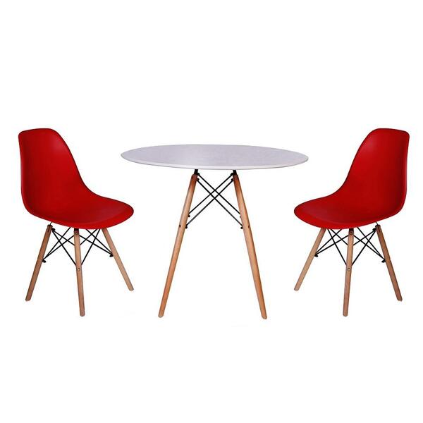 Kit Mesa Jantar Eiffel 90cm Branca + 2 Cadeiras Charles Eames