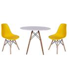 Kit Mesa Jantar Eiffel 90cm Branca Com 2 Cadeiras Amarela
